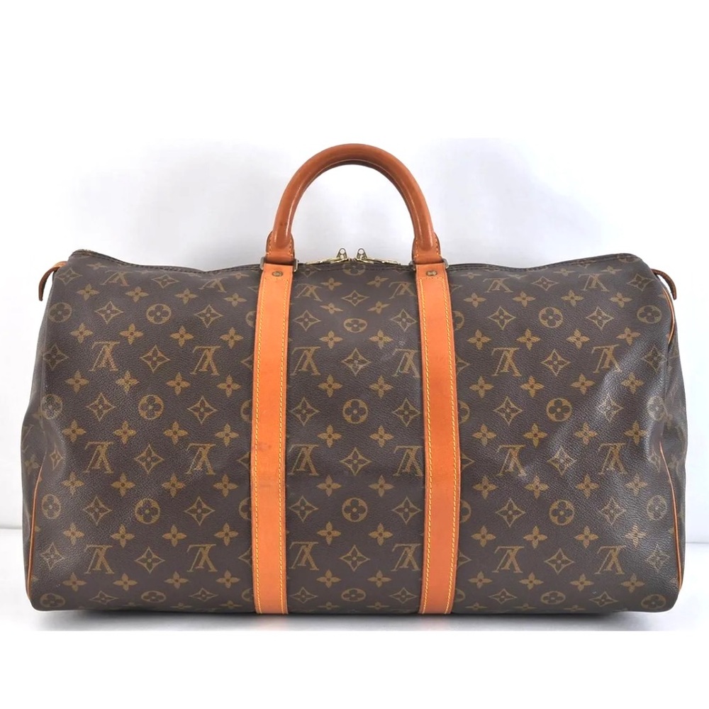 Louis Vuitton Monogram Canvas Travel Keepall Bag Brown and Tan - Picture 2 of 12